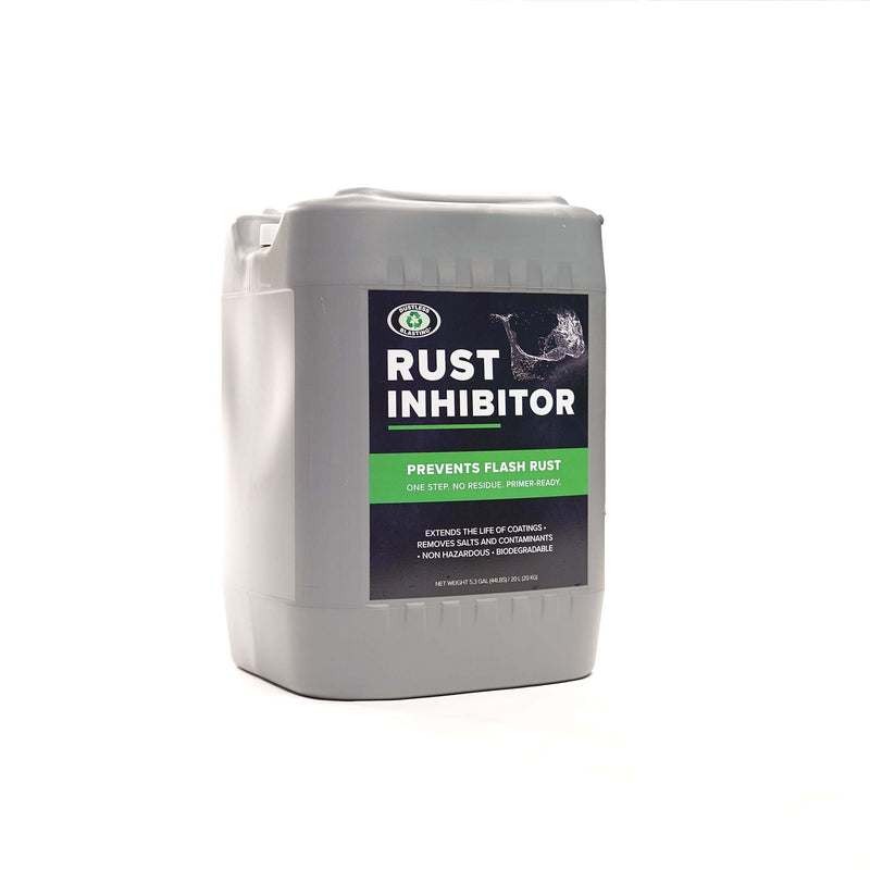 5 gal container of Dustless Blasting rust inhibitor. Prevents flash rust for up to 72 hours. 