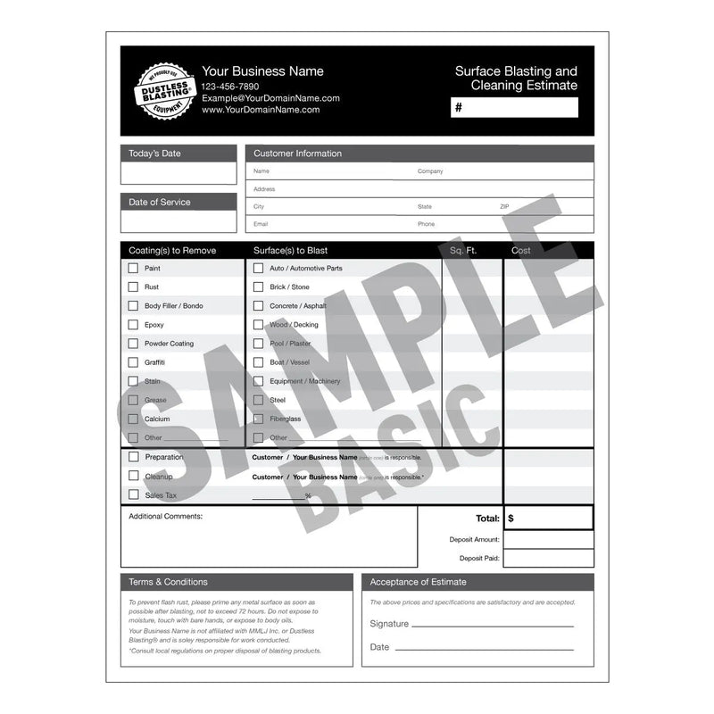 Standard Marketing Bundle - Business Cards, Rack Cards, and Quote Forms! - Dustless Blasting® Online Store