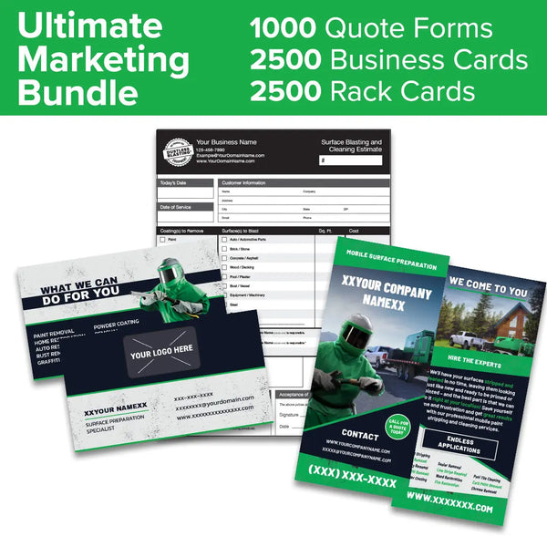 Ultimate Marketing Bundle - Business Cards, Rack Cards, and Quote Forms! - Dustless Blasting® Online Store